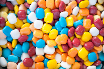 Top view of colorful candies, full frame shoot