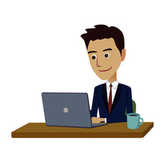 ノートパソコンで仕事をする男性