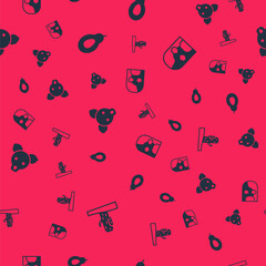 Set Cactus, Avocado, Dog and Mexican wrestler on seamless pattern. Vector.