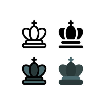 King Lord in Chess Game and Strategy Outline Icon, Logo, and illustration