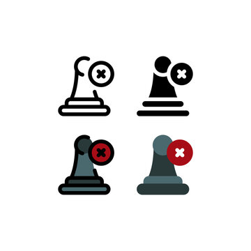 Pawn Deleted Chess Game and Strategy Outline Icon, Logo, and illustration
