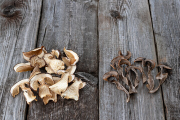 Dried mushrooms, porcini and aspen mushrooms for making mushroom soup.