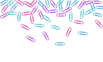 Stationary paperclips isolated on white background