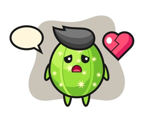 Cactus cartoon illustration is broken heart