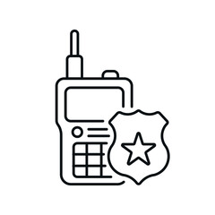 Police walkie talkie linear icon. Law enforcement. Transport, protection equipment. Thin line contour symbols. Isolated vector outline illustrations. Editable stroke