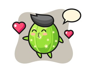 Cactus character cartoon with kissing gesture
