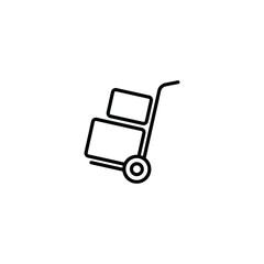 Handcart with boxes line and solid icon