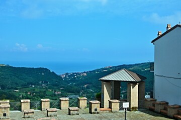 Fototapeta na wymiar Italy-A view from terrace in town Rio Nell´elba of town Rio Marina on the island of Elba