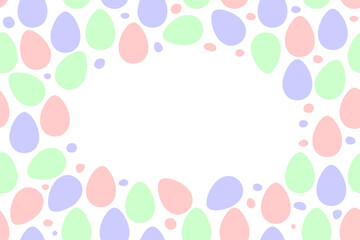 Seamless easter frame, border with ornamental eggs and dots. Vector pastel multicolor holiday decoration, backdrop. For greeting cards, packaging, web