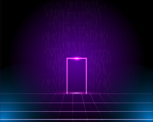 A portal in virtual reality. Vector abstract background in cyberpunk style.