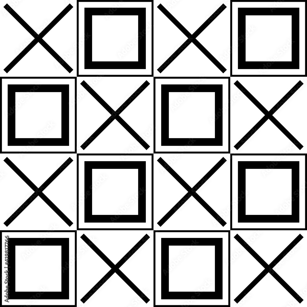 Poster Checkered Crosses And Squares. Abstract Seamless Pattern Crosses Squares.