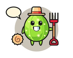 Mascot character of cactus as a farmer
