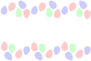 Seamless easter frame with ornamental eggs. Vector pastel multicolor holiday backdrop. Horizontal top and bottom edging, border, decoration for greeting card, invitation