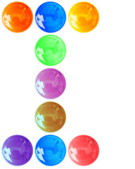 lettre i, police d’écriture boutons bonbons, fond blanc 