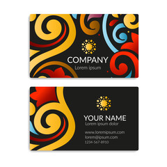 Colorful business card design. Abstract vector ornament template. Great for invitation, flyer, menu, background, wallpaper, decoration, packaging or any desired idea.