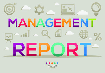 Creative (management report) Banner Word with Icon ,Vector illustration.