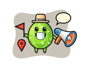 Character cartoon of cactus as a tour guide