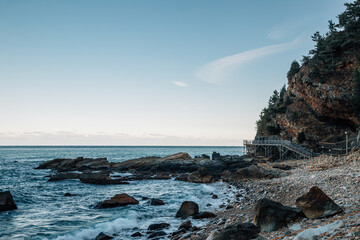 Jeongdong-Simgok Badabuchae-gil Trail seascape in Gangneung, Korea