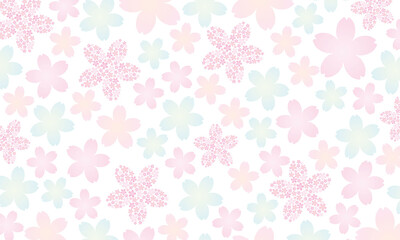 桜いっぱいの背景緑