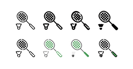Badminton Icon Set (8 different style vector icon set)
