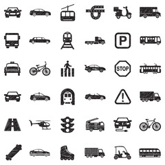 City Transport Icons. Black Scribble Design. Vector Illustration.