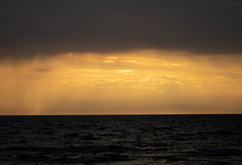 Sunset views in Latvia. Calm and beautiful Baltic sea at sunset