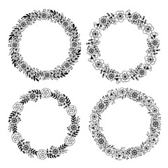 手描き　シンプル　フラワーフレーム