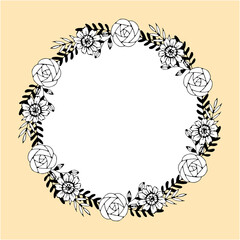 手描き風おしゃれなボタニカルリースフレーム