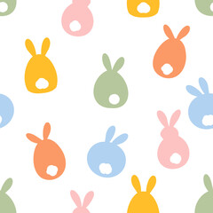 Seamless pattern with Easter rabbit on white background vector illustration. Cute childish print. Easter day.