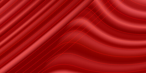 Vector abstract red wavy background. Curve flow motion. Red vector Template Abstract background with curves lines and shadow. For flyer, brochure, booklet and websites design 