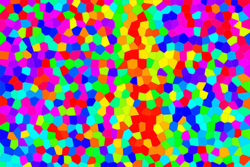 Abstract bright background of multicolored mosaic, consisting of pieces of irregular shape, like broken glass. Multicolored mosaic gradient for wallpaper, background, interior, postcard 