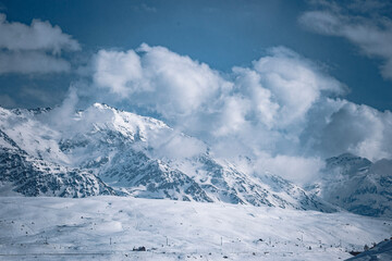 snow covered mountains