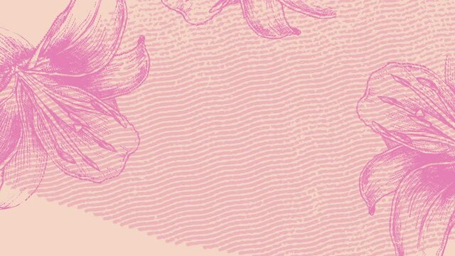 Hand Drawn Floral Background, engraved style.  Animated drawing, motion graphics 