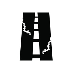 Broken road icon. Element of road and bridges construction. Premium quality graphic design icon.