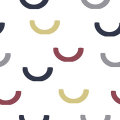 Seamless texture with geometric element in dark blue, dark pink, green and grey colors