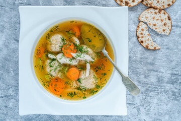 Chicken and matzo ball soup