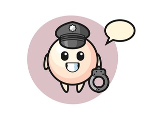Fototapeta premium Cartoon mascot of pearl as a police
