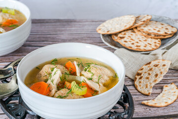 Chicken and matzo ball soup