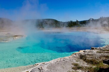 Hot spring thermal pool in the upper geyser basin Yellowstone National Park, Wyoming, United States