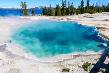 Abyss Pool a hot spring of the West Thumb Geyser Basin, Yellowstone National Park, Wyoming, USA