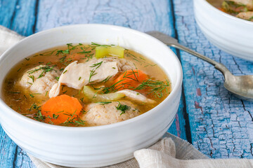 Chicken and matzo ball soup