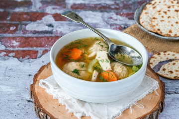 Chicken and matzo ball soup
