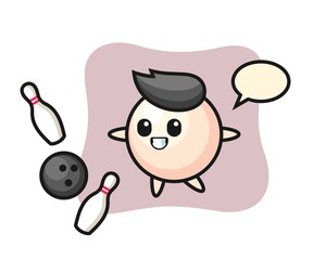 Character cartoon of pearl is playing bowling