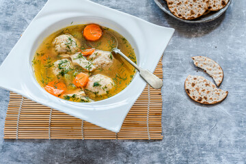 Chicken and matzo ball soup