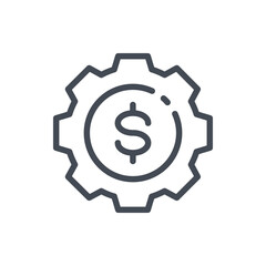 Financial process line icon. Gear with dollar vector outline sign.
