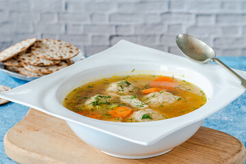 Chicken and matzo ball soup