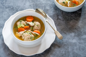 Chicken and matzo ball soup