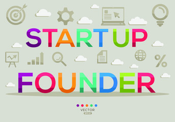 Creative (startup founder) Banner Word with Icon ,Vector illustration.