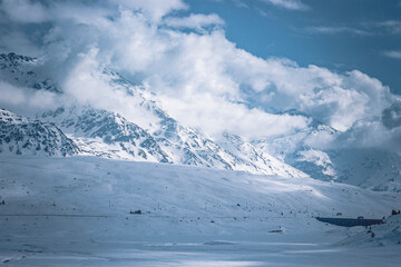 snow covered mountains