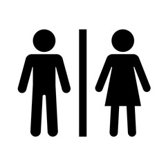 Male Female icons. Public bathroom symbols. Gender signs.